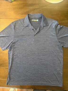 Roundtree & Yorke Heathered Blue Short-Sleeve Polo